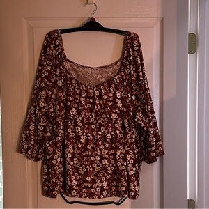 No Boundaries Brown Floral Blouse
